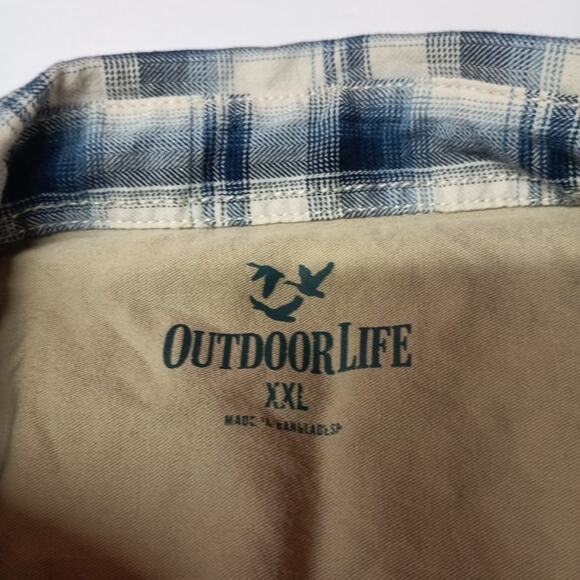 Outdoor Life Pearl Snap Shirt Blue Plaid Multi Mens Size 2XL - Picture 4 of 8